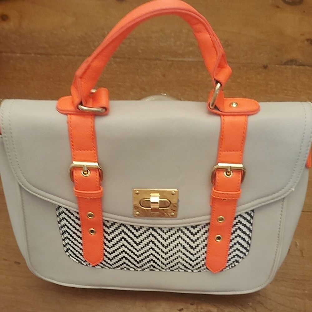 Light Grey Bag with Orange Straps